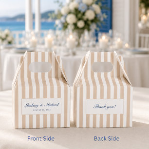 Thank You! Elegant Brown Stripes Monogram Wedding Favor Boxes