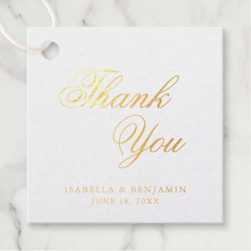 Thank You Elegant Calligraphy Gold Foil Wedding Foil Favor Tags