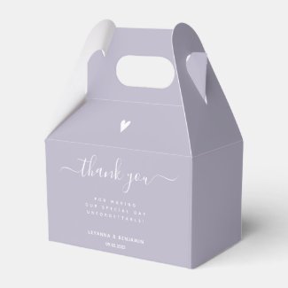 Thank You - Elegant Calligraphy Lavender Wedding Favor Box