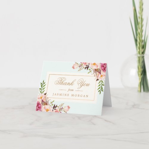 Thank You Elegant Chic Pastel Watercolor Floral