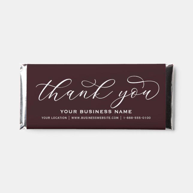 Thank You Elegant Chocolate Brown Custom Business Hershey Bar Favors (Front)