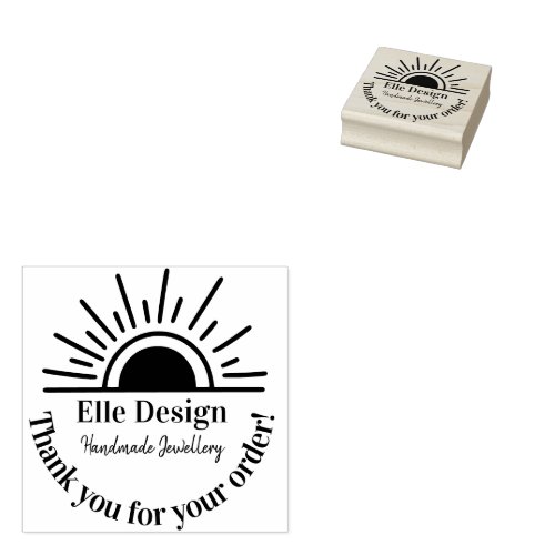 Thank You Elegant Custom Logo Feminine Boho Sun Rubber Stamp