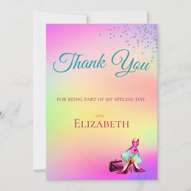 Thank You Elegant Glitter Colorful  Invitation (Front)