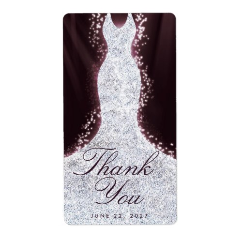 Thank You Elegant Glitter Dress Custom Wine Label