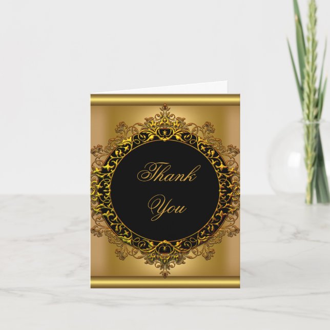 Thank You Elegant Gold Black Card (Front)