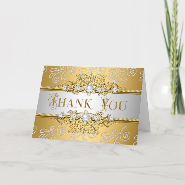 Thank You Elegant Gold Silver lace Diamond Overlay (Front)