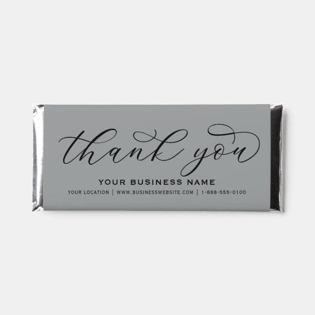 Thank You Elegant Gray Custom Business Hershey Bar Favors (Front)