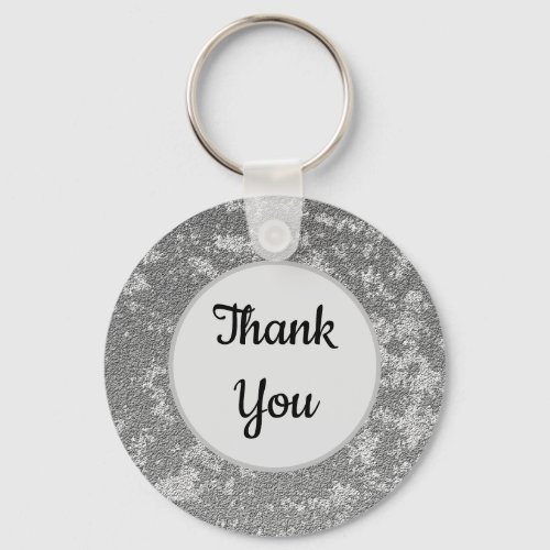 Thank You Elegant Gray White Marbled Appreciation Keychain