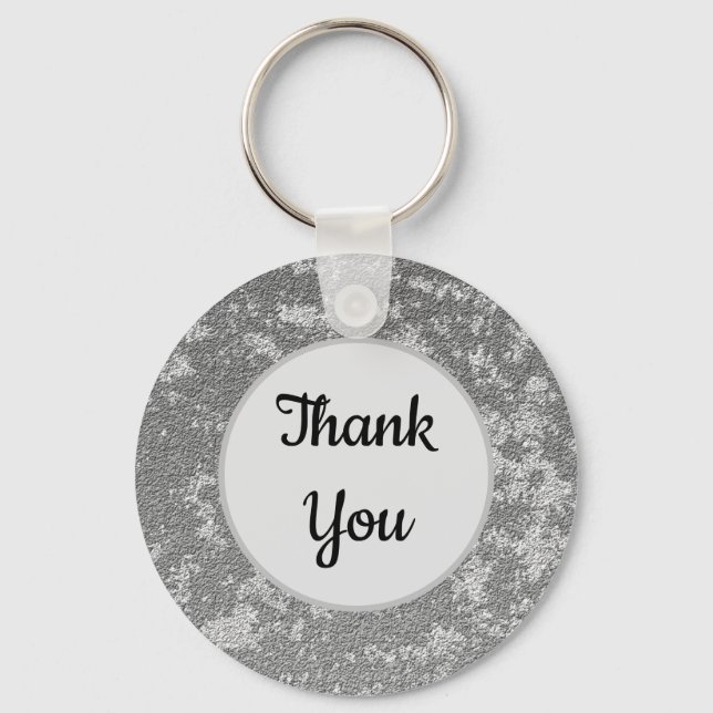 Thank You Elegant Gray White Marbled Appreciation Keychain (Front)