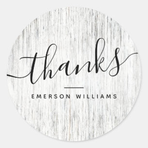 Thank you elegant gray wood grain classic round sticker