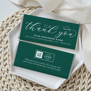 Thank You Elegant Green Custom Business Hershey Bar Favors