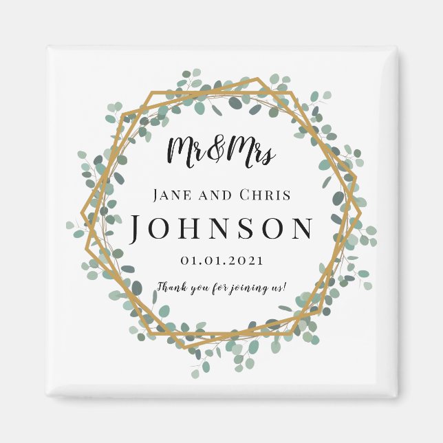Thank You Elegant Greenery Magnets for Wedding (Front)