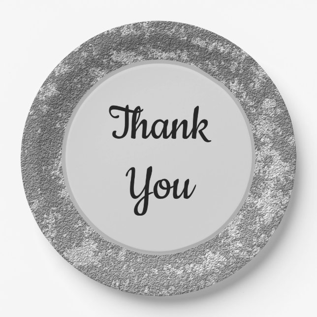 Thank You Elegant Grey White Marbled Appreciation Paper Plates (Front)