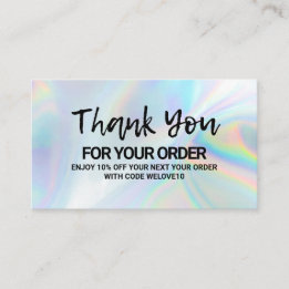 Thank you Elegant Holographic instagram Discount Business Card