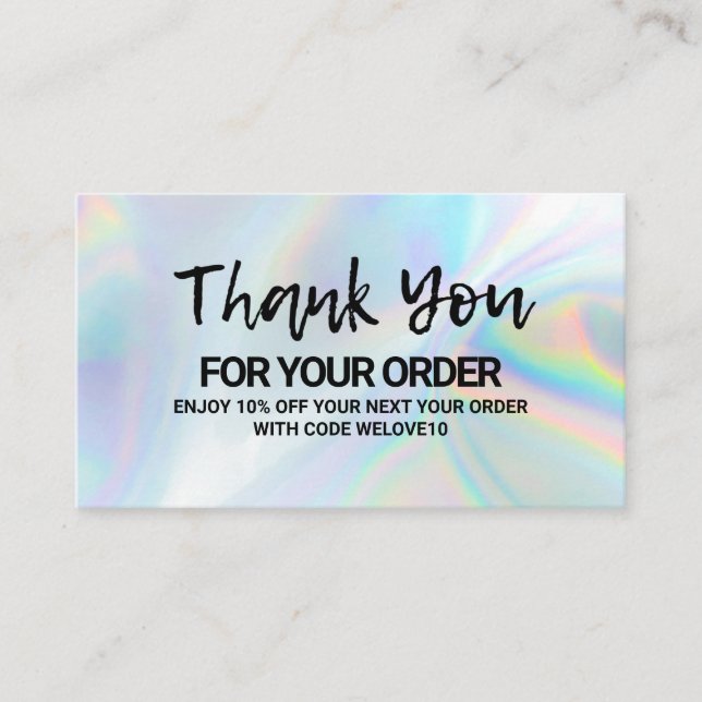Thank you Elegant Holographic instagram Discount Business Card (Front)