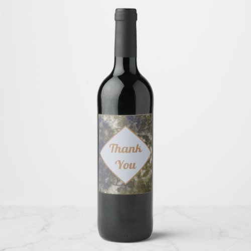 Thank You Elegant Marbled Gold Blue Abstract Wine Label