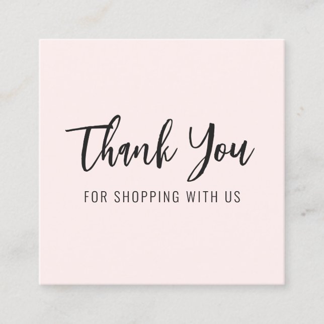 Thank You Elegant Modern Pink Square Business Card (Front)