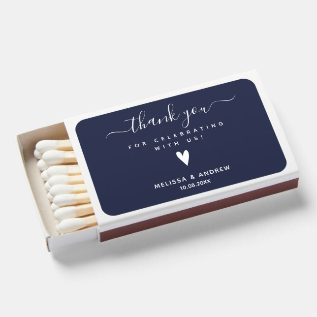 Thank You - Elegant Navy Blue Matchboxes (Front Open)