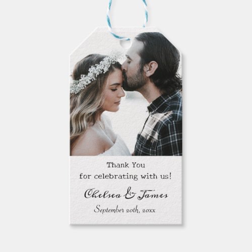 Thank You Elegant Photo Calligraphy Script Custom  Gift Tags