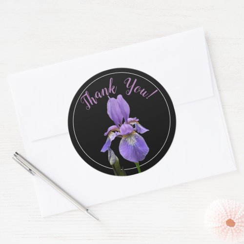 Thank You Elegant Purple Iris Classic Round Sticker