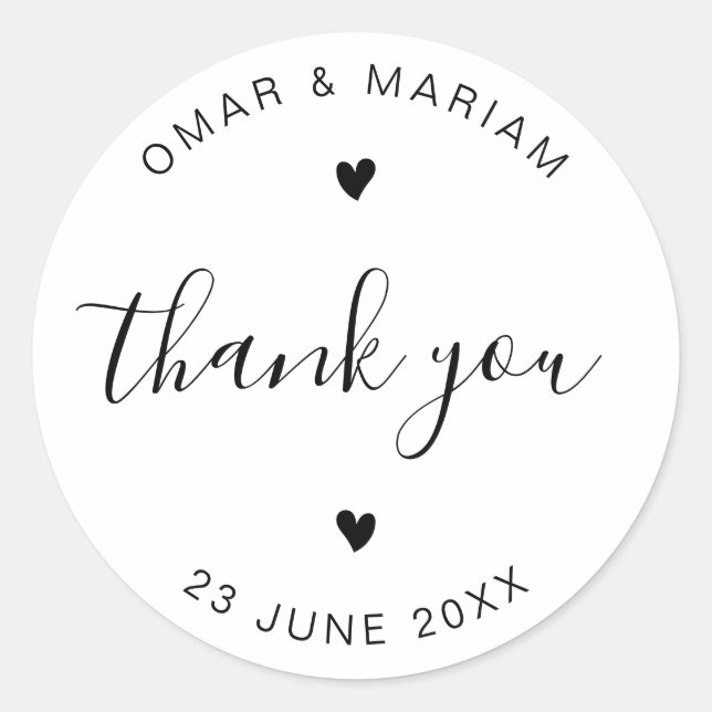 Thank You Elegant Quote with Black Text Classic Round Sticker (Front)