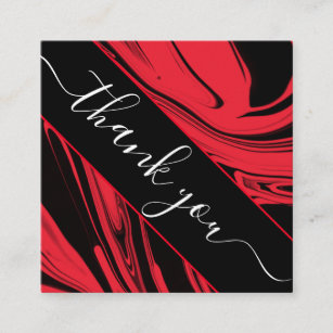 Thank You Elegant Red & Black Marble Social Media  Square Business Card