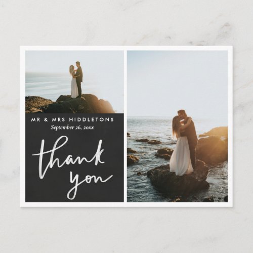 Thank You Elegant Script Chalkboard Wedding Photo  Postcard