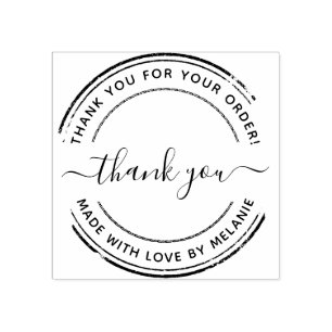 Thank You Elegant Script Circle Text Rubber Stamp