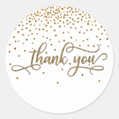 Thank You Elegant Script Gold Glitter  Confetti Classic Round Sticker