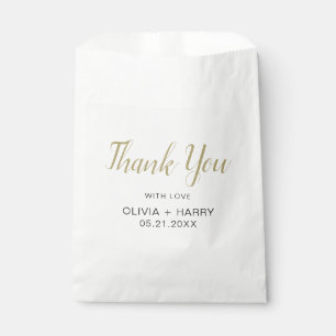 Thank You Elegant Script Modern White Wedding Favor Bag