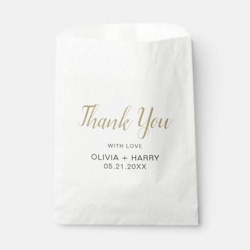 Thank You Elegant Script Modern White Wedding  Favor Bag