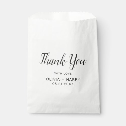 Thank You Elegant Script Modern White Wedding  Favor Bag