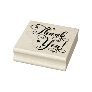 Thank You Elegant Script Typography Heart Rubber Stamp