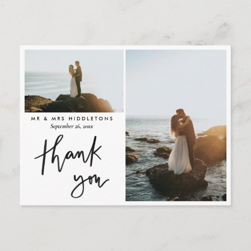 Thank You Elegant Script  Wedding Photo  Postcard