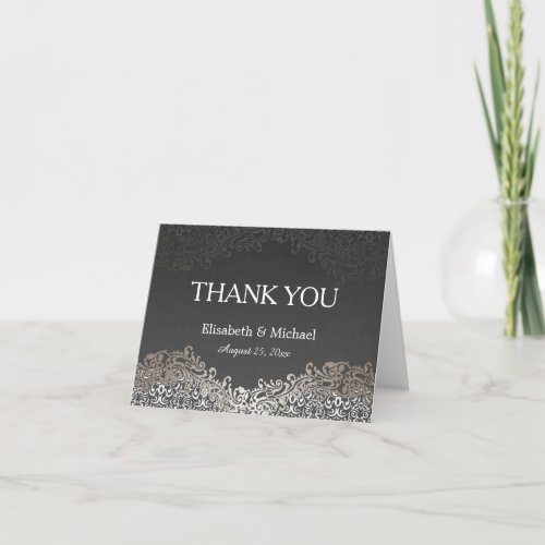 Thank You _ Elegant Silver Damask Dark Linen