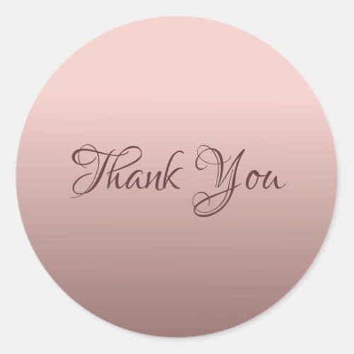 Thank You Elegant Template Rose Gold Color Classic Round Sticker