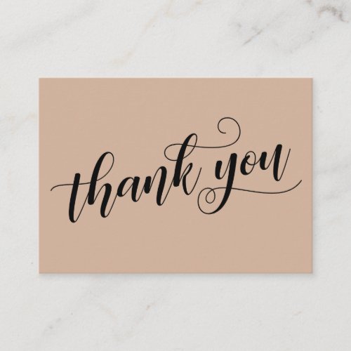 Thank You Elegant Typography Almond Wedding Favor Enclosure Card