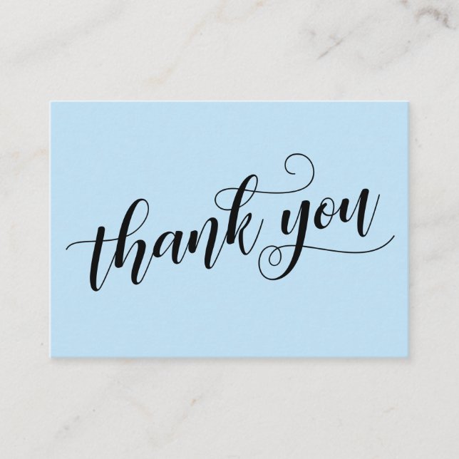 Thank You Elegant Typography Blue Wedding Favor Enclosure Card (Front)