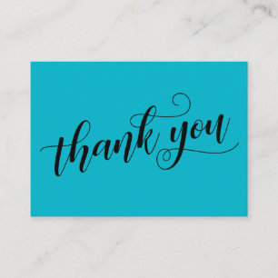 Thank You Elegant Typography Blue Wedding Favor Enclosure Card