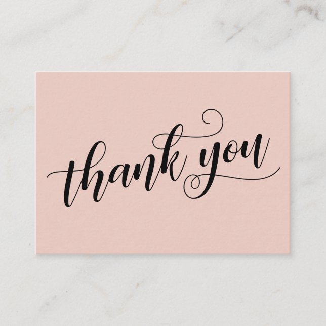 Thank You Elegant Typography Blush Wedding Favor Enclosure Card (Front)