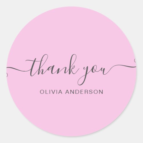 Thank you Elegant  typography chic blush  Purple   Classic Round Sticker