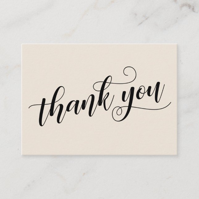 Thank You Elegant Typography Cream Wedding Favor Enclosure Card (Front)