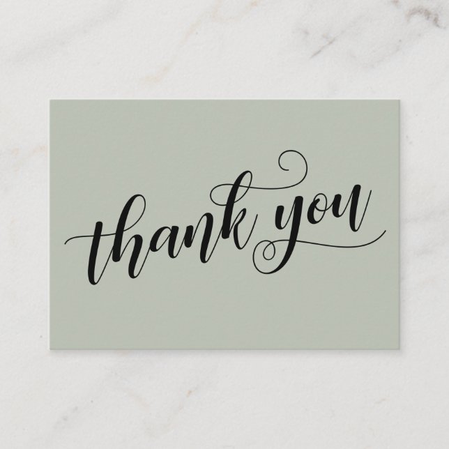 Thank You Elegant Typography Sage Wedding Favor Enclosure Card (Front)