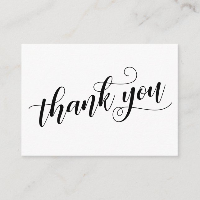 Thank You Elegant Typography Wedding Favor Enclosure Card (Front)