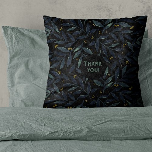 Thank you elegant watercolor branches throw pillow