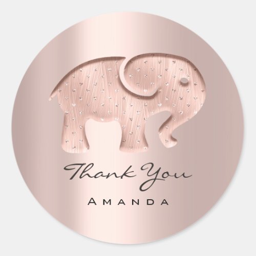 Thank You Elephant Baby Shower Rose Baby Blush Classic Round Sticker