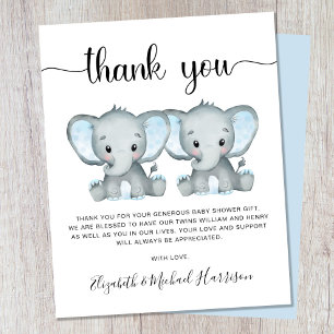 Thank You Elephant Twin Boys Baby Shower