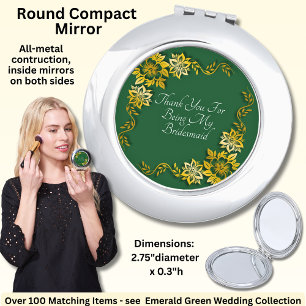 Thank You - Emerald Green & Gold Wedding Compact Mirror