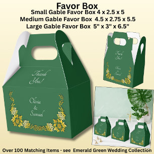Thank You, Emerald Green & Gold Wedding Favor Boxes