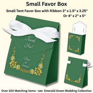 Thank You, Emerald Green & Gold Wedding Favor Boxes